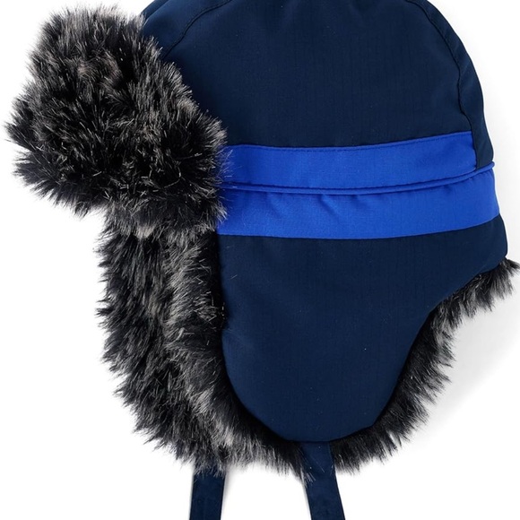 The Children's Place Other - The Children's Place Blue and Black‎ Trapper Hat with Faux Fur 4-5 Toddler